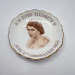 Vintage Queen Elizabeth II Coronation Plate 1953 Souvenir Tuscan Fine Bone China